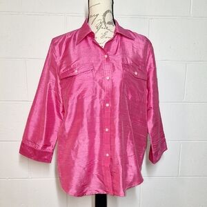 Ralph Lauren Shimmering Silk Pink Button-Down Shirt